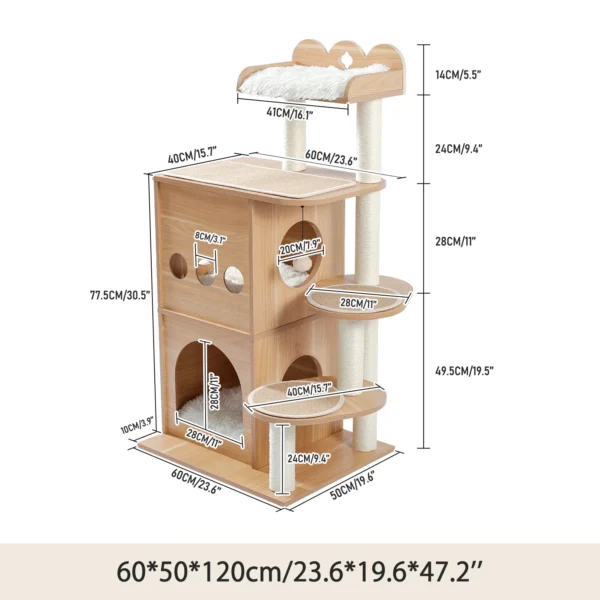Cat Trees: Wooden Multi-Level Tower with Cozy Condos - Image 6