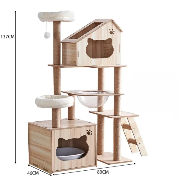 Large Solid Wood Cat Trees with Scratching Boards