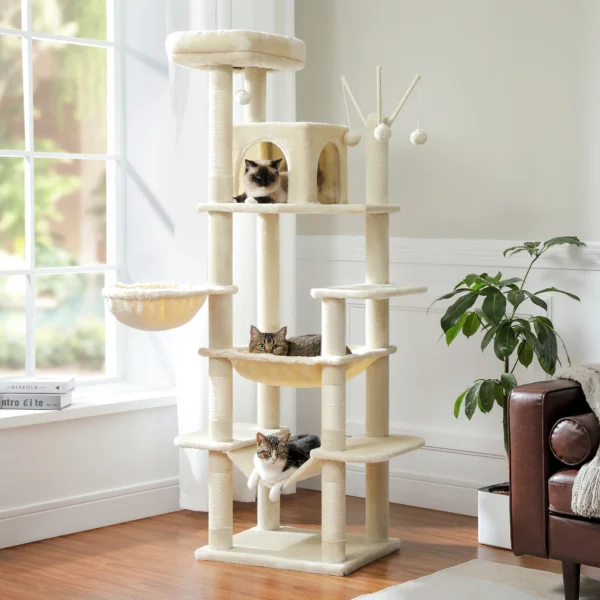 Cat Trees: Large Tall Tower with Big Hammock - Image 2