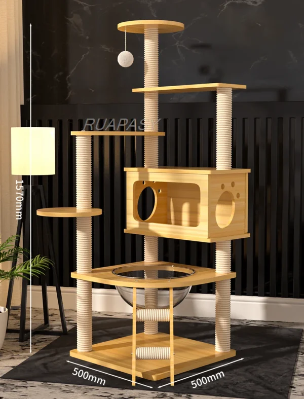 Multi-Level Wooden Cat Trees Scratching Post - Image 5