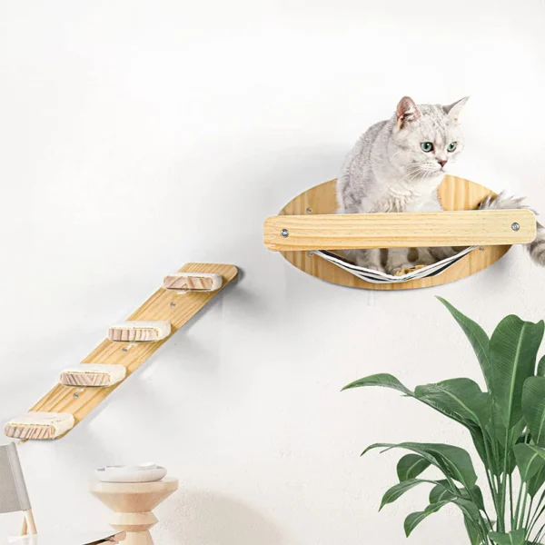 Cat Trees Wall-Mounted Shelves, Rope Ladder, Scratching Post - Image 5