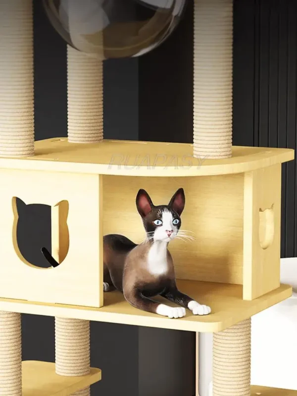 Cat Trees, Multi-Level Wood Scratcher Tower - Image 4