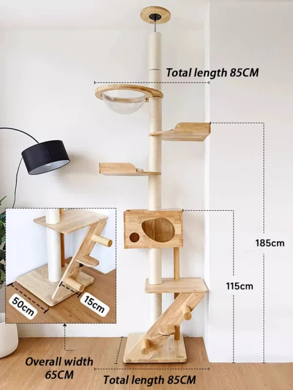 Cat Trees with Scratching Posts and Wooden Tower - Image 6