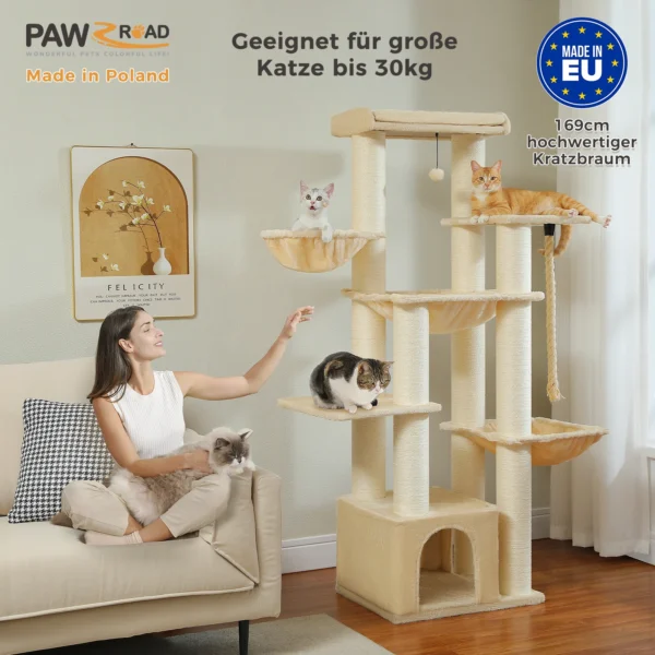 Cat Trees Large with Hammock, Perch & Sisal Posts