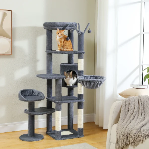 Cat Trees with Scratching Post and Hammock - Image 3