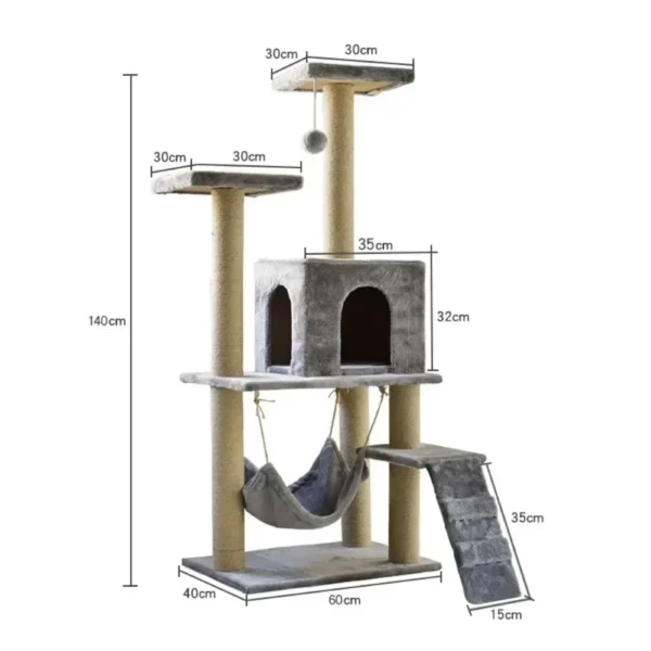 Cat Trees 5-Level Tower with Hammock & Scratching - Image 6