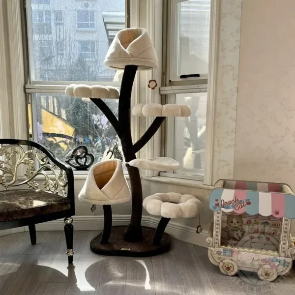 Cat Trees Modern Floral Condo with Scratching Post - Image 9
