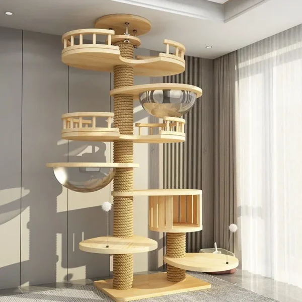 Cat Trees: 260-270cm Large Wooden Climbing Tower