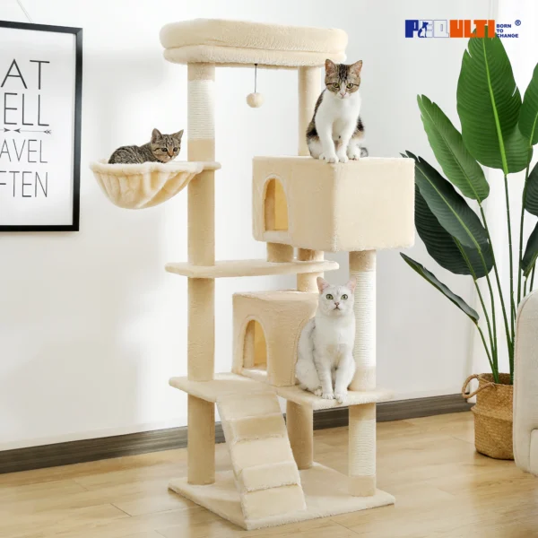 Cat Trees: 53" Sturdy Tower with Condo and Rest