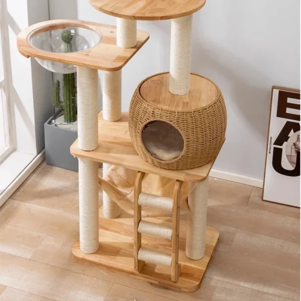 Cat Trees Nordic Wooden with Sisal Scratching Post - Image 5