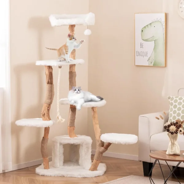Wooden Cat Trees with Scratching Posts and Condo - Image 2