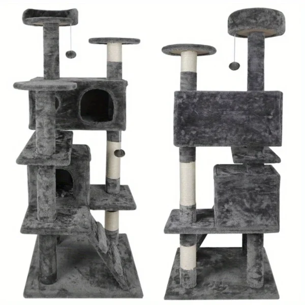 Cat Trees: 53" Sturdy Tower with Condo and Playhouse - Image 4