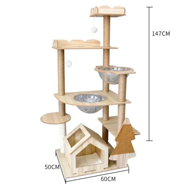 Large Solid Wood Cat Trees with Scratching Boards - Image 6