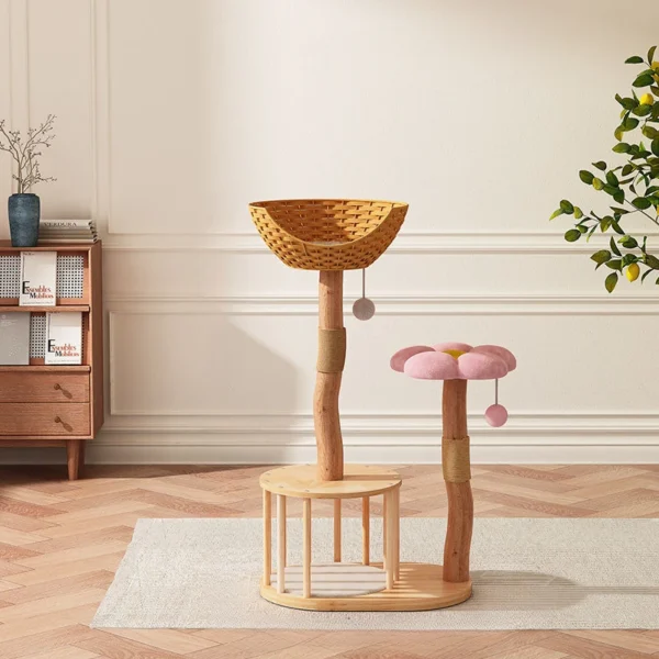 Solid Wood Cat Trees with Sisal Scratching Board - Image 6