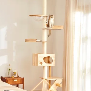 Cat Trees with Scratching Posts and Wooden Tower