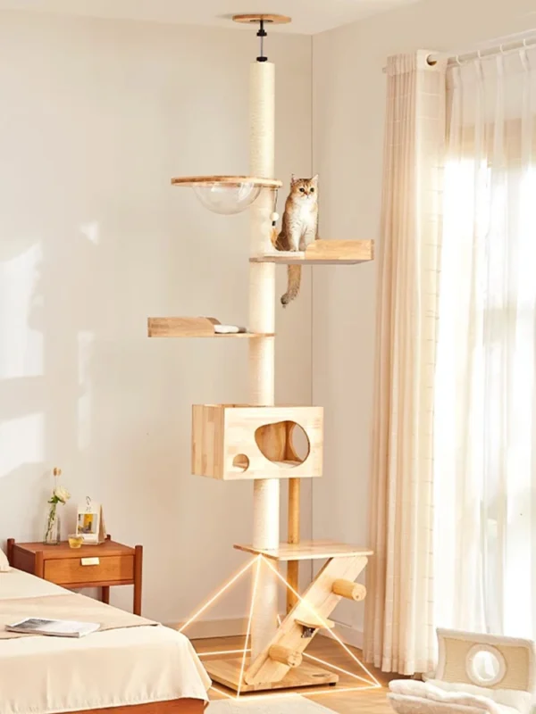 Cat Trees with Scratching Posts and Wooden Tower