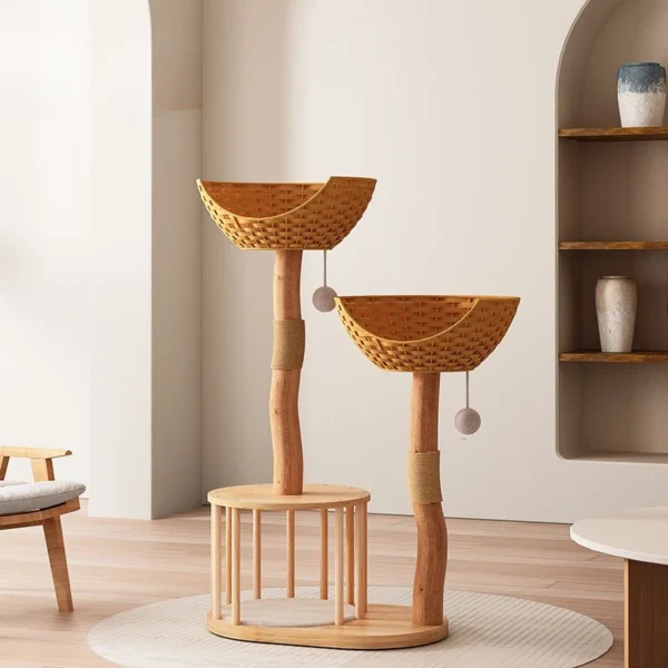 Solid Wood Cat Trees with Sisal Scratching Board - Image 4