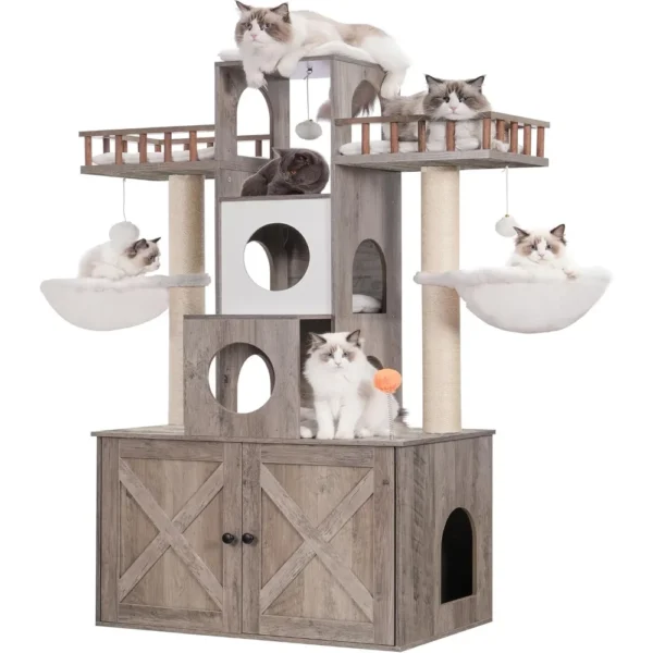 Cat Trees with Litter Box for Large Cats, Heavy Duty - Image 2