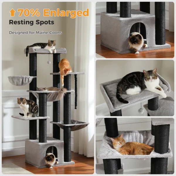 Cat Trees Large Tower with Hammock & Sisal Posts - Image 4