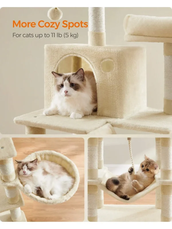 Cat Trees with 13 Scratching Posts, 2 Perches & Hammock - Image 3