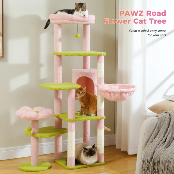 Cat Trees: Multi-Level Tower with Hammock - Image 2
