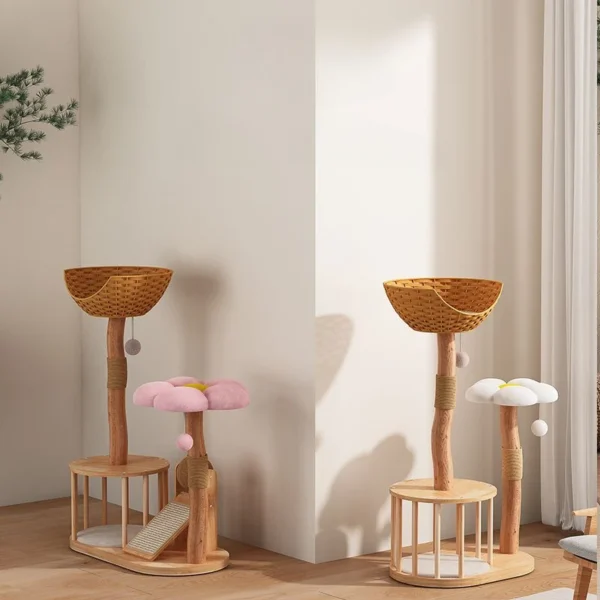 Solid Wood Cat Trees with Sisal Scratching Board - Image 2