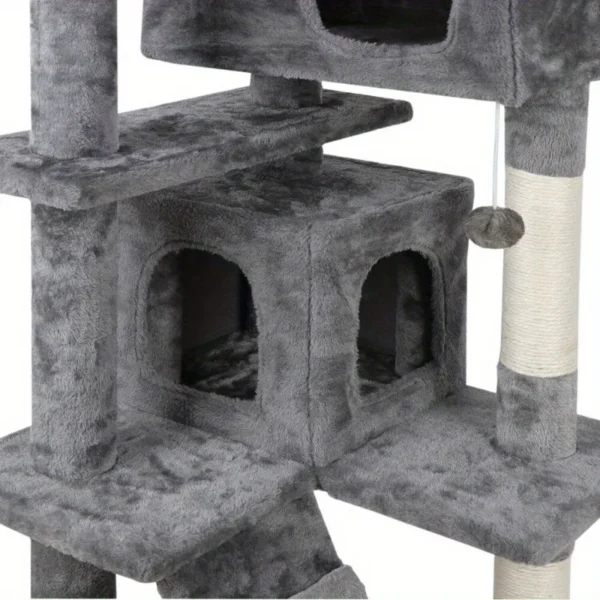 Cat Trees: 53" Sturdy Tower with Condo and Playhouse - Image 3
