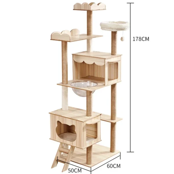 Large Solid Wood Cat Trees with Scratching Boards - Image 4