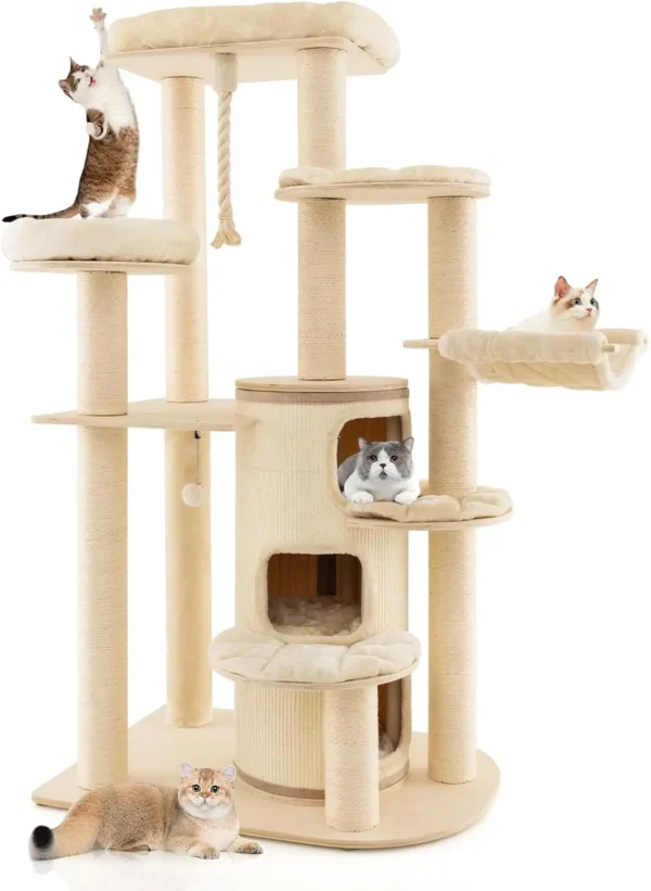 Cat Trees 67 Inch Multi-Level Tower with Hammock