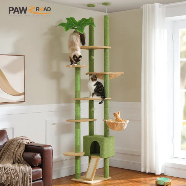 Cat Trees: Adjustable Floor-to-Ceiling Tower with Condo