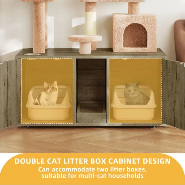 Cat Trees with Litter Box & Enclosure for 2 Cats - Image 5