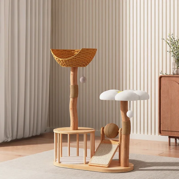 Solid Wood Cat Trees with Sisal Scratching Board - Image 3