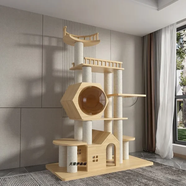 Cat Trees with Scratching Post and Wooden House