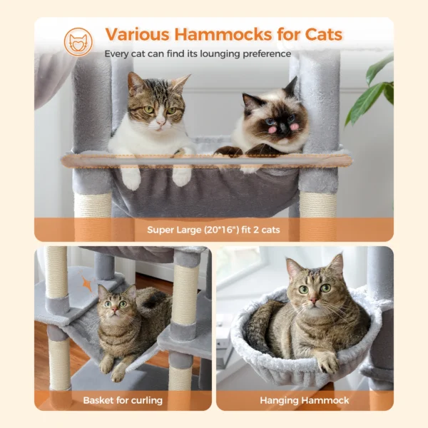 Cat Trees: Large Tall Tower with Big Hammock - Image 4