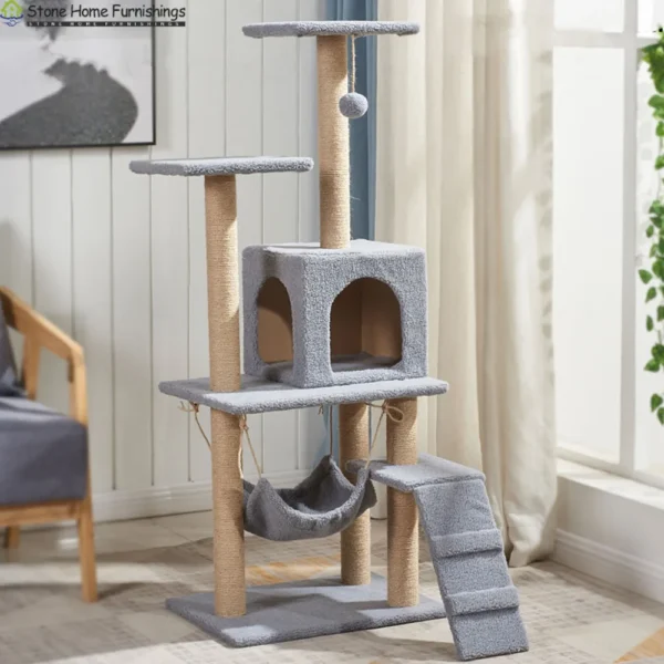 Cat Trees 5-Level Tower with Hammock & Scratching - Image 2