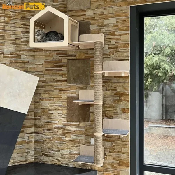 Cat Trees with Rope & Solid Wood Scratching Post