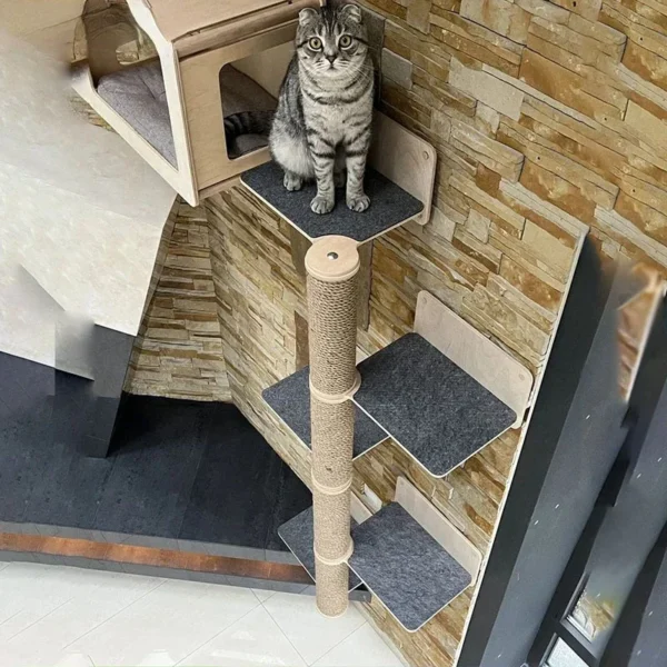 Cat Trees with Rope & Solid Wood Scratching Post - Image 2