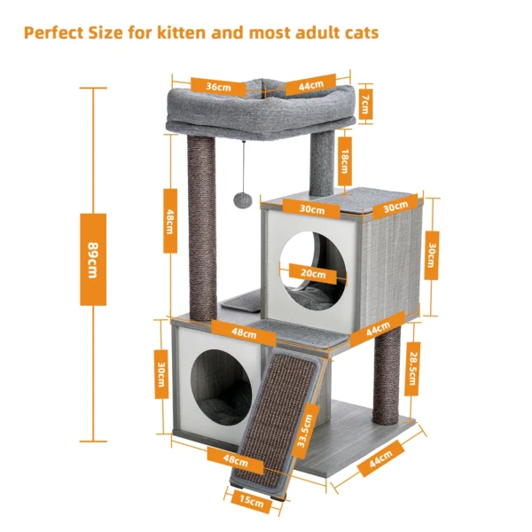 Cat Trees: Wooden Tower with Condos & Hammock - Image 6
