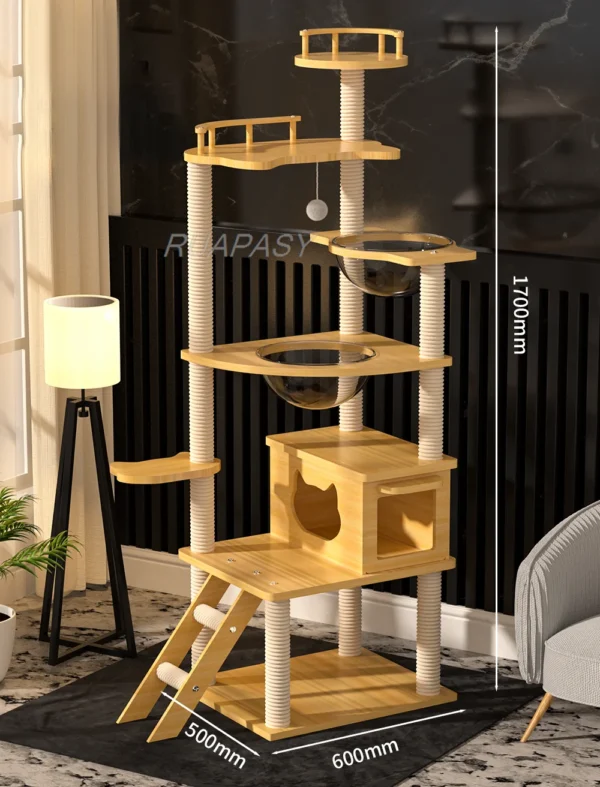 Multi-Level Wooden Cat Trees Scratching Post - Image 4