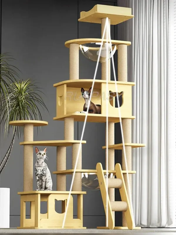 Cat Trees, Multi-Level Wood Scratcher Tower - Image 2