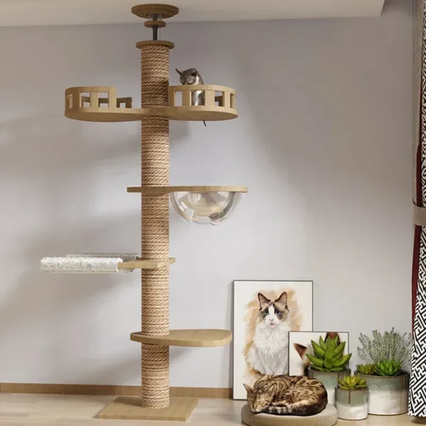 Cat Trees - Modern Ceiling Tower with Scratcher - Image 2