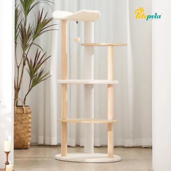 Cat Trees with Scratching Post, Condo, Perch, Beige