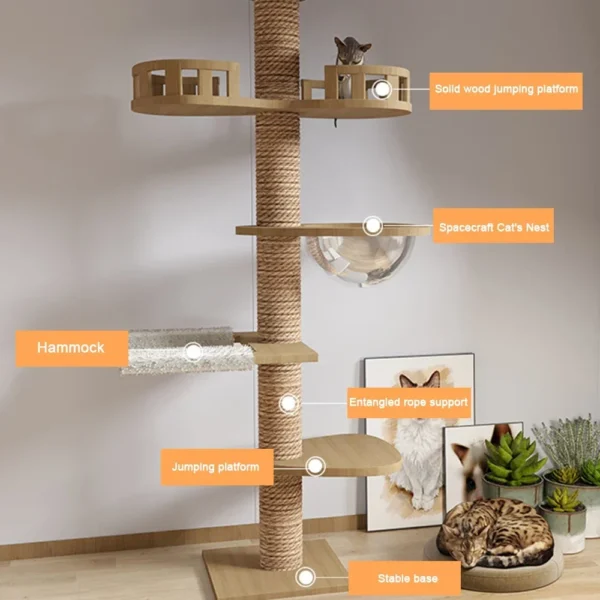 Cat Trees Wooden Adjustable Climbing Frame - Image 4