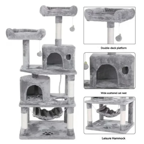 Cat Trees 5-Level Tower with Hammock & Scratching - Image 5