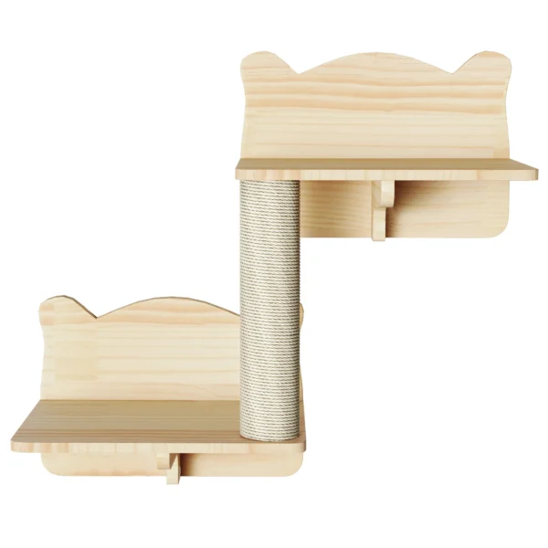 Cat Wall Shelves Set of 9 Wall-Mounted Wooden Cat Climber Cat Bridge Cat Condo - Image 3