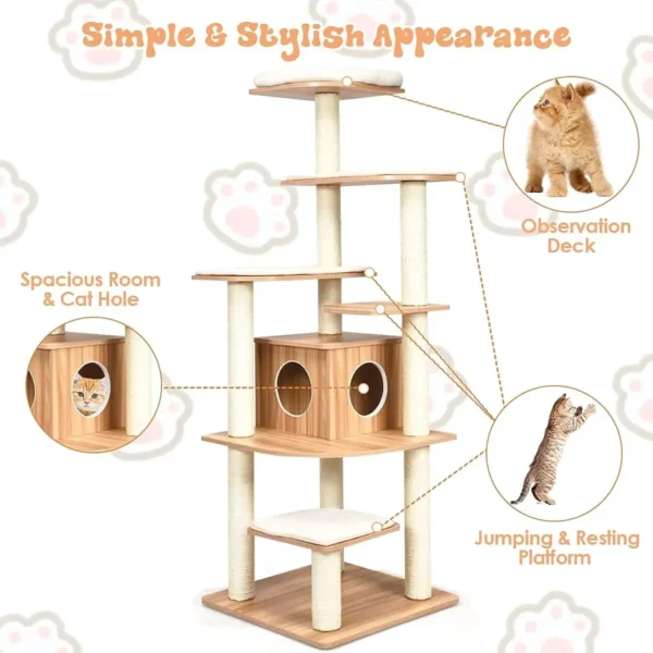 Cat Trees 69-Inch with Scratching Posts & Condo - Image 5
