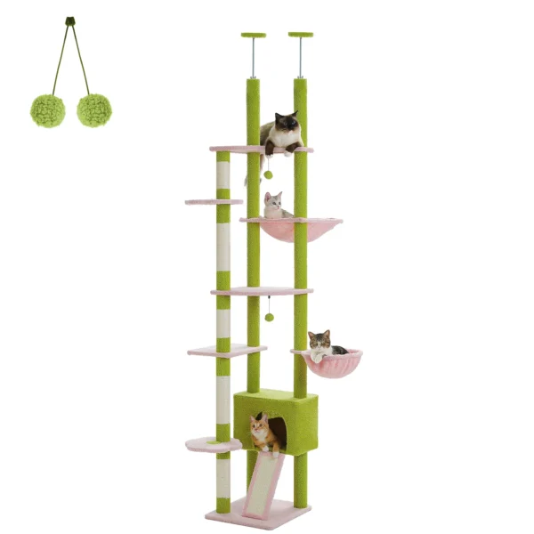 Cat Trees: Adjustable Floor-to-Ceiling Tower with Condo - Image 5