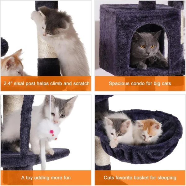 Cat Trees: Wooden Sisal Tower with Scratching Post - Image 3