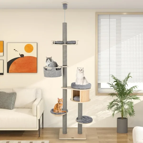 Adjustable Floor-to-Ceiling Cat Trees with Scratching Post