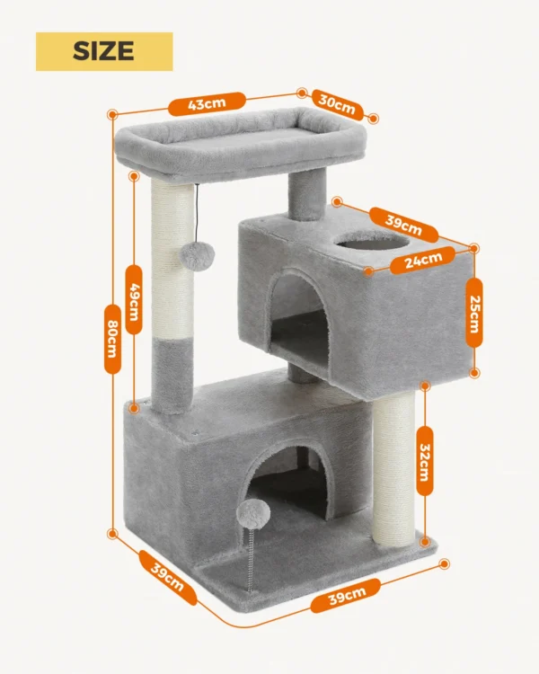 Cat Trees: 80CM Tower with Condo & Posts - Image 6